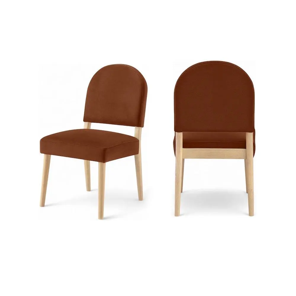 Varinelle Cognac Velvet Upholstered Dining Chair, Set of 2