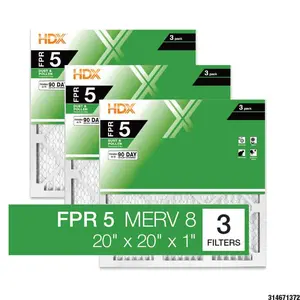 20 in. x 20 in. x 1 in. Standard Pleated Furnace Air Filter FPR 5, MERV 8 (3-Pack)