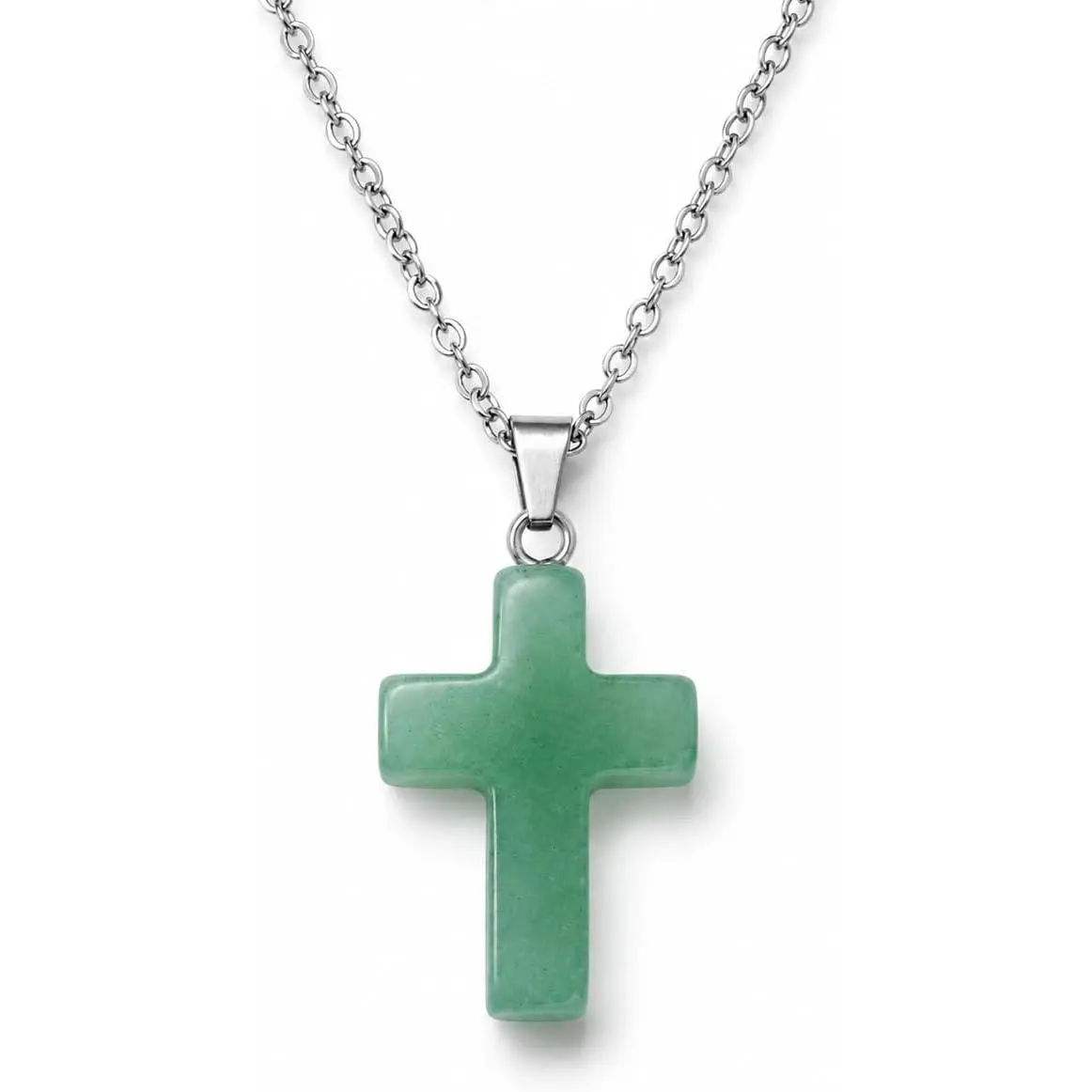Women's ANNIE WU Minimalist Natural Crystal Cross Necklace - Single Strand Healing Gemstones Pendant (Green Aventurine, Rose Quartz, Amethyst), Faith-Inspired Jewelry, Elegant Anniversary Gift Box Included, Stainless Steel Jewelry, Cross Shape, Gemstone,,