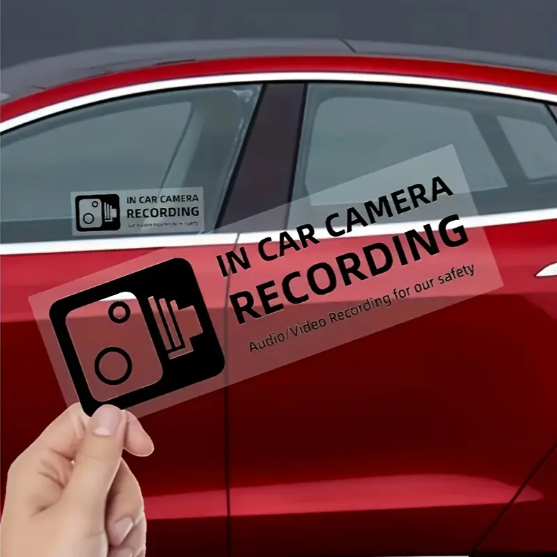 2PCS/SET   Driving Recorder Warning Themed Car Sticker for Car Body/Windows, Add Safety Warning Logo to Your Car, A Personalized Item at the Forefront of Safety Protection Fashion