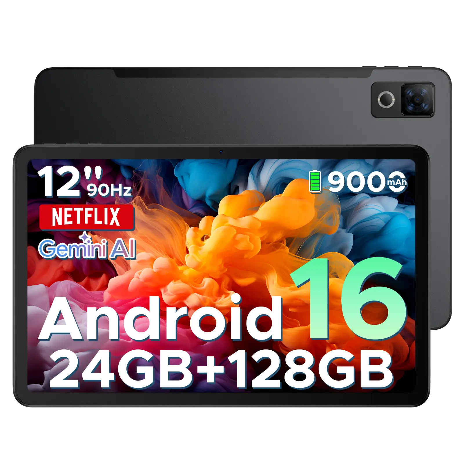 DOOGEE U12 Android 16 Tablet,12 inch Tablet with Gemini AI,24GB+128GB/TF 2TB Octa-Core Gaming Tablets,2K 2000x1200 FHD+IPS,9000mAh/18W,13MP+8MP,Widevine L1,5G WiFi,Metal Body