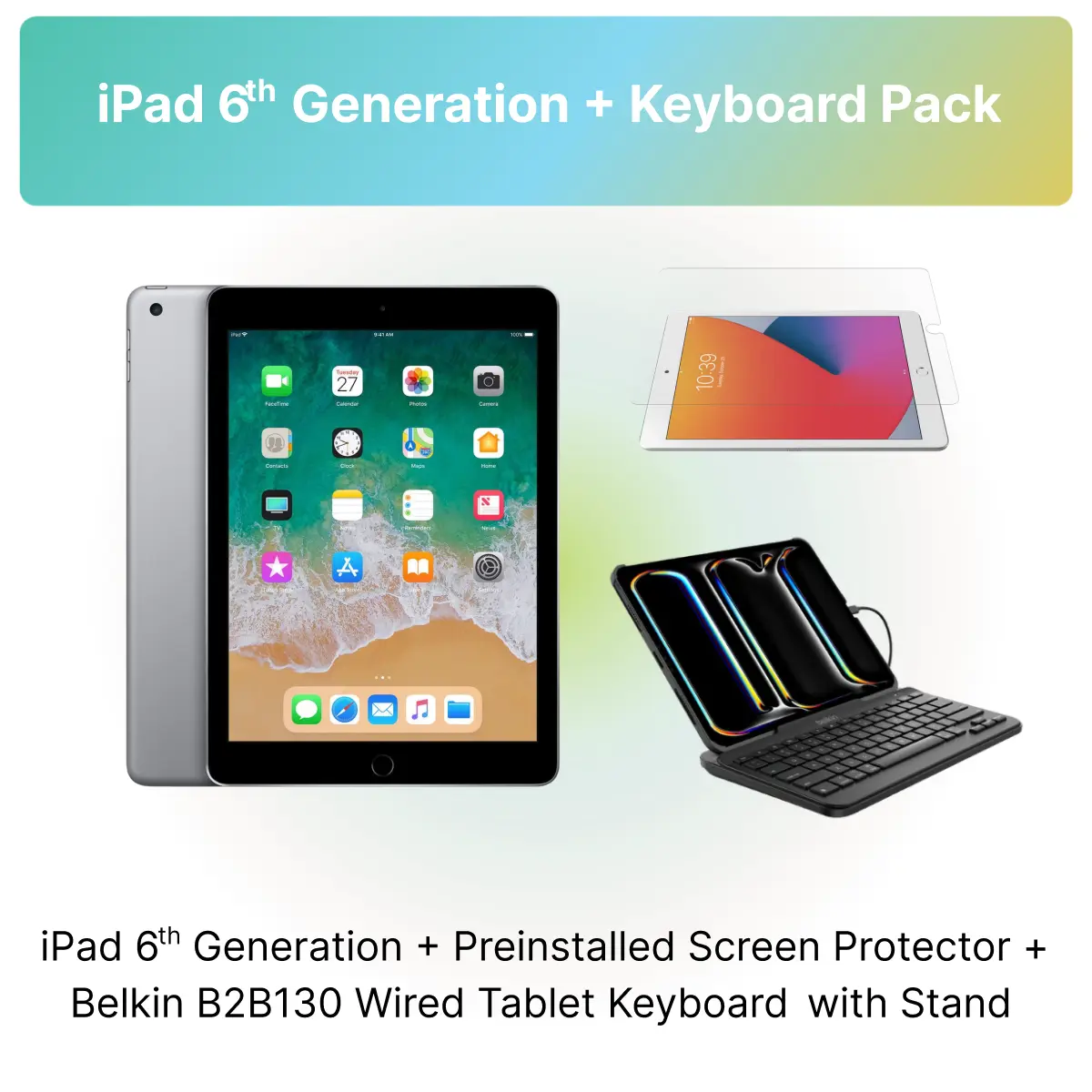 Refurbished iPad 6 9.7" (WiFi) + Belkin Keyboard (Lightning Connector) - Excellent Condition 1-year warranty by Plug Refurbished iPad 6 9.7" (WiFi) + Belkin Keyboard (Lightning Connector) - Excellent Condition 1-year warranty by Plug