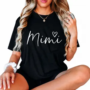Women's Casual Graphic T-Shirt, 100% Cotton Mimi Heart Top, Everyday Streetwear Gift for Grandma