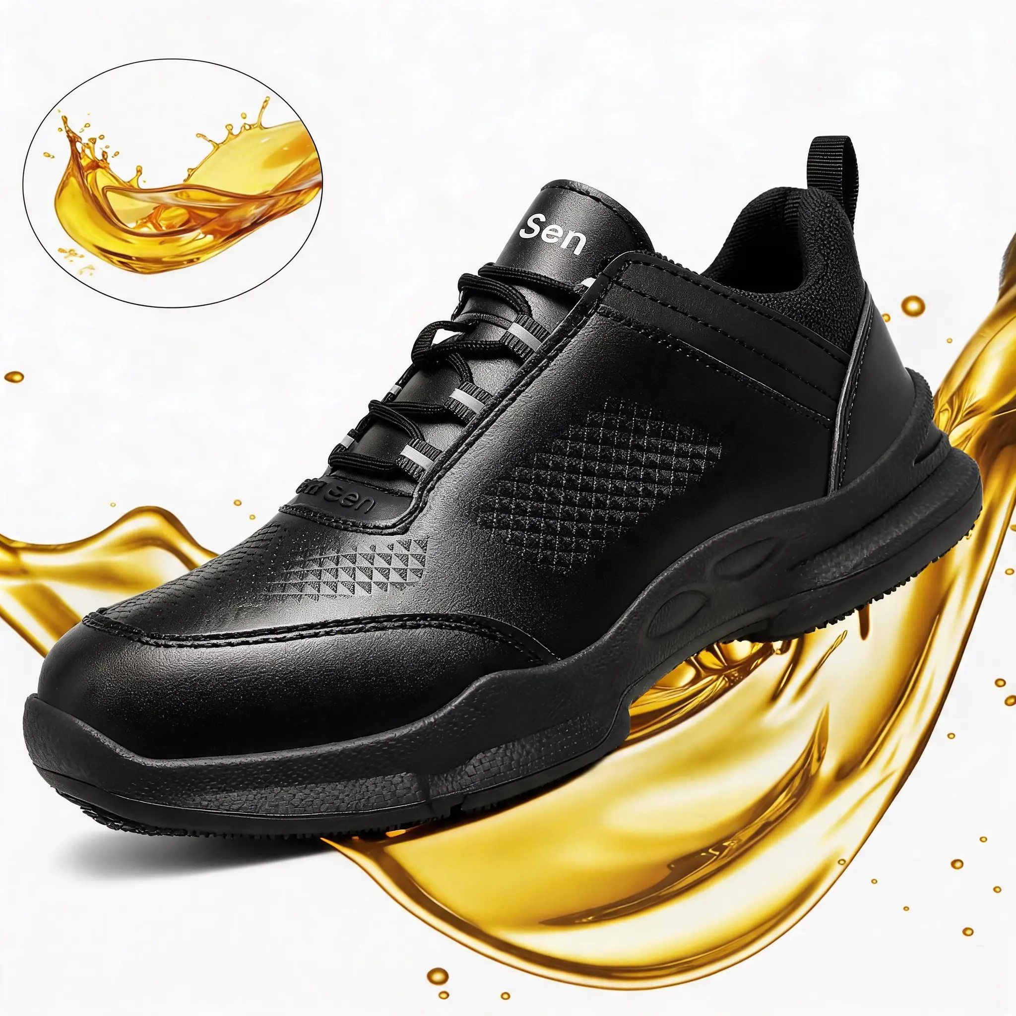 Men's EVA Chef Shoes, Waterproof Slip-On Work & Safety Footwear with Oil-Resistant Anti-Slip Outsoles for Kitchens & Restaurants, Anti-Slip Outsoles Work & Safety Footwear