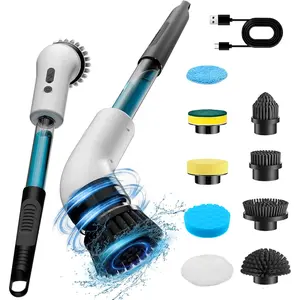 Electric Spin Scrubber, Rechargeable Cleaning Brush with 9 Replaceable Brush Heads, Multifunctional for Bathroom, Kitchen, Car, USB Rechargeable Scrubber