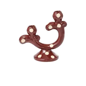 Damson Madder Candelabra in Burg & Butter Polka Dot