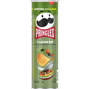7x Pringles 7-Layer Dip - Savory Potato Crisps Snack Chips Salted Crunchy Treats Lunch Box Party Appetizer Bundle Lot Bulk Pack Wholesale Food Cravings Crunches On The Go Munchies Game Day 5.5oz 7ct Gourmet Flavour Pack
