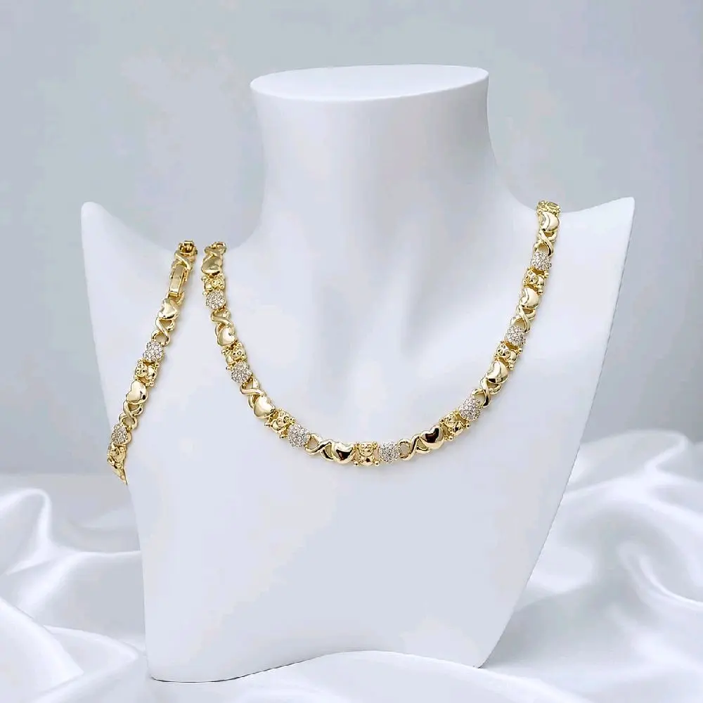 valdiviajewery #2142 xoxo set with bear, 14k gold plated, high quality