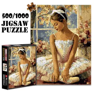 1pc 1000 piece adult puzzle 70x50cm Ballet Dancer in Tutu with Floral Background 500 pieces of paper jigsaw puzzle, suitable for adults and families, large-scale DIY puzzle interactive toy games,