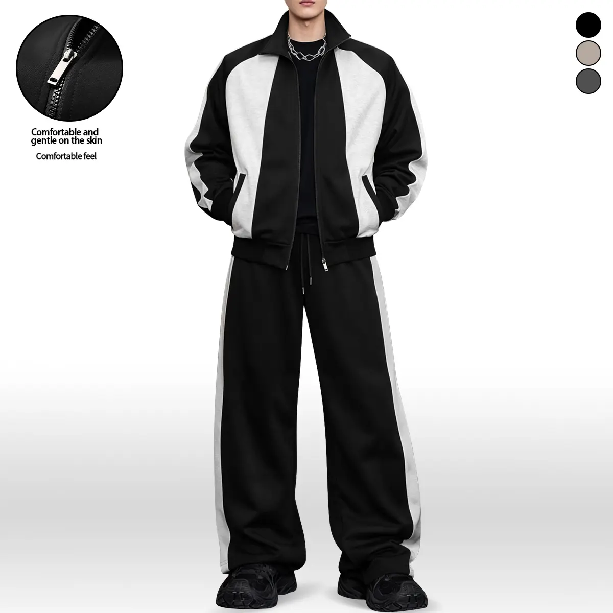 Men's casual sports set, patchwork design, suitable for sports and leisure, daily travel, parties, outdoor excursions, team building wear, suitable for spring and summer seasons