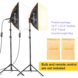 UEGOGO Softbox Lighting Kit, 19.7“ X 27.6”, with 70.8"Adjustable Stand, Suitable for Portrait, Product, and Fashion Photography(LED Bulb Not Included)