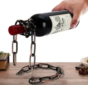 Impress guests with our Floating Chain Wine Bottle Holder, a perfect accessory that holds your wine bottles in mid-air.(brown))