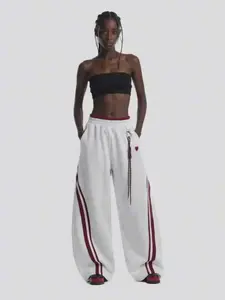 Aelfric Eden Stripe High Waist Baggy Wide-Leg Sweatpants with Pockets Drawstring Elastic Waist Vintage Streetwear Joggers