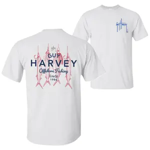 Guy Harvey Offshore Fishing T-Shirt, Vintage Fish Hook & Marlin Graphic Tee, Soft Cotton Blend Shirt, Outdoor Adventure Apparel for Men & Women, Fishing Lover Gift