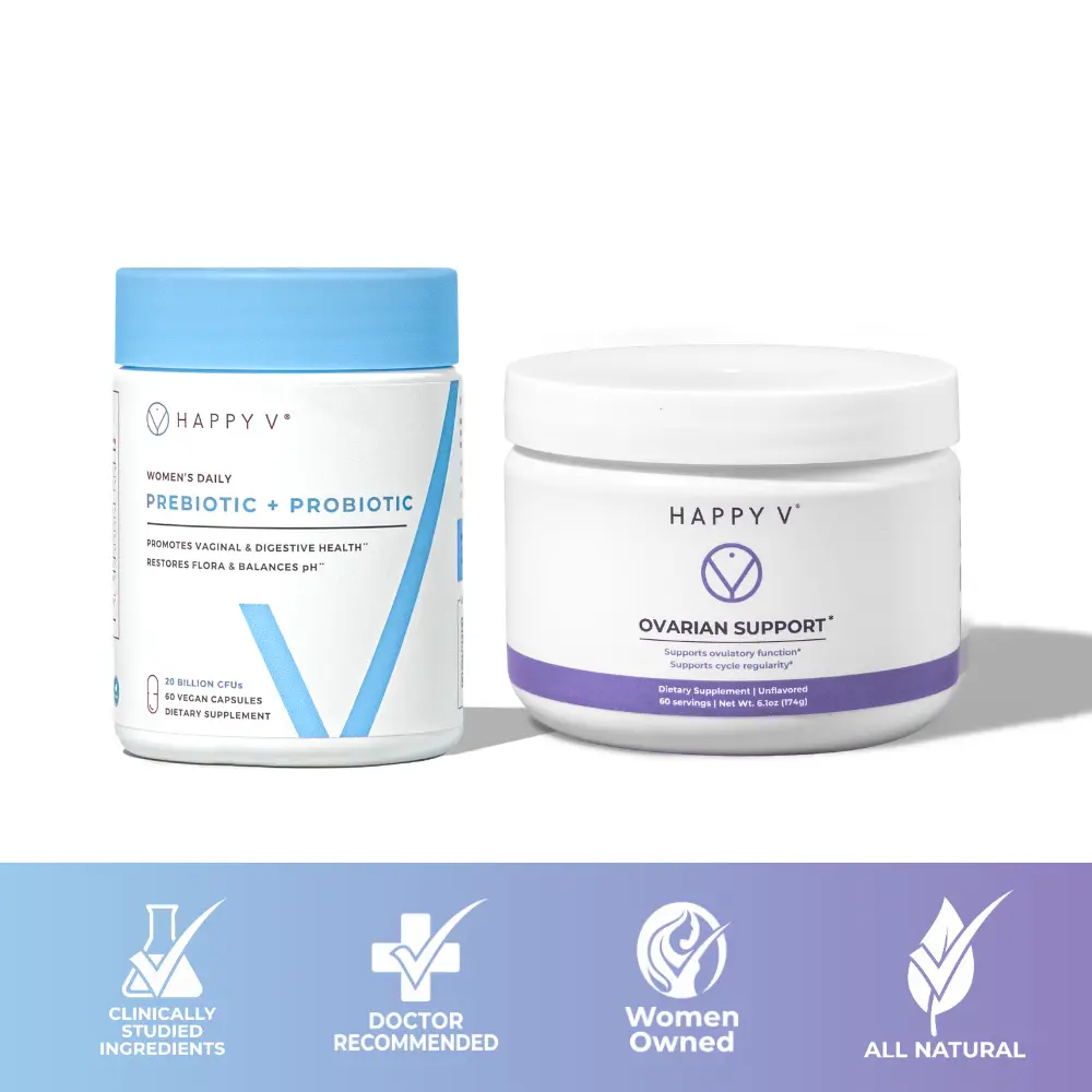 Happy V: Hormone Harmony Kit - Myo-inositol & D-Chiro-Inositol Supplement for Hormonal Harmony & Balance, Prebiotic-Probiotic Blend with 7 Strains, 20 Billion CFUs,