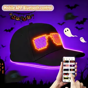 Rayforces Brand New LED Scrolling Hat, 16x32 Full Color Display Hat with Bluetooth App for Custom GIF Picture Text Removable LED Display for Christmas Party Club Outdoor Bar - Fireworks