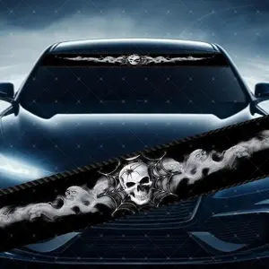 Stunning Skull Spider Web Car Windshield Sticker, Decorative Vinyl Decal, Scratch Cover Waterproof UV Protection, Fits All Cars, Car Decals, Premium Skull Stickers, Vehicle Exterior Decoration, Car Accessories
