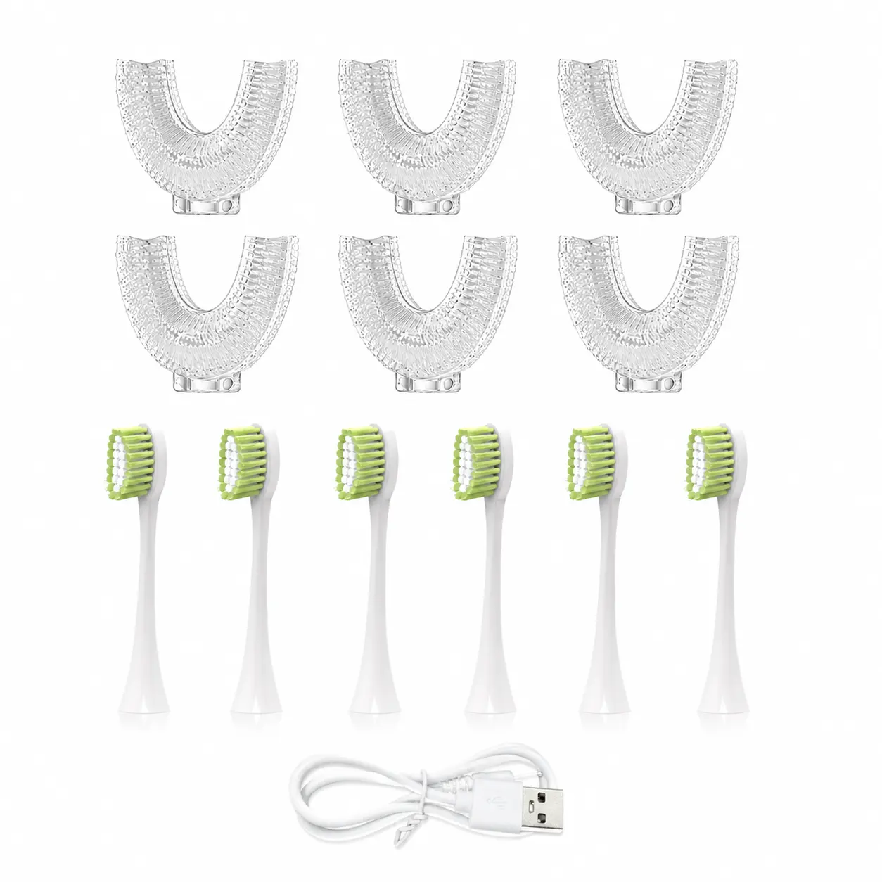 Replacement Brush Heads Set for U-Shaped Electric Toothbrush, 6 U-Shape Brush Heads + 6 Traditional Brush Heads + USB Charging Cable, Soft Toothbrush Head Refills for Electric Toothbrush