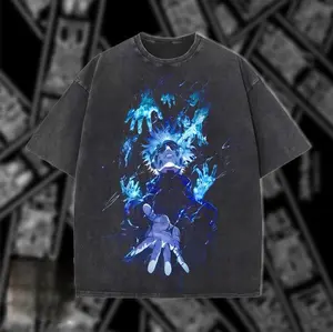 Vintage Wash Character Anime T-Shirt | Gojo Graphic Oversized Tee