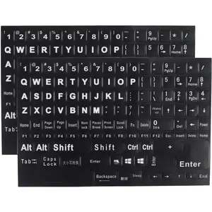 2 Pack English Keyboard Stickers Big Letter Full Set (120 Pcs), Universal PC  Laptop Desktop Keyboard Replacement English Keyboard Stickers, Black Background with White Lettering