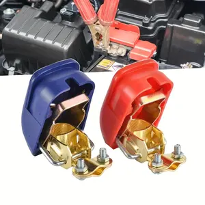 2pcs Car Battery Terminal Clamp Battery Clip with Quick Release Mechanism Protective Positive and Negative Connectors Detachable Battery Clamp Car Parts