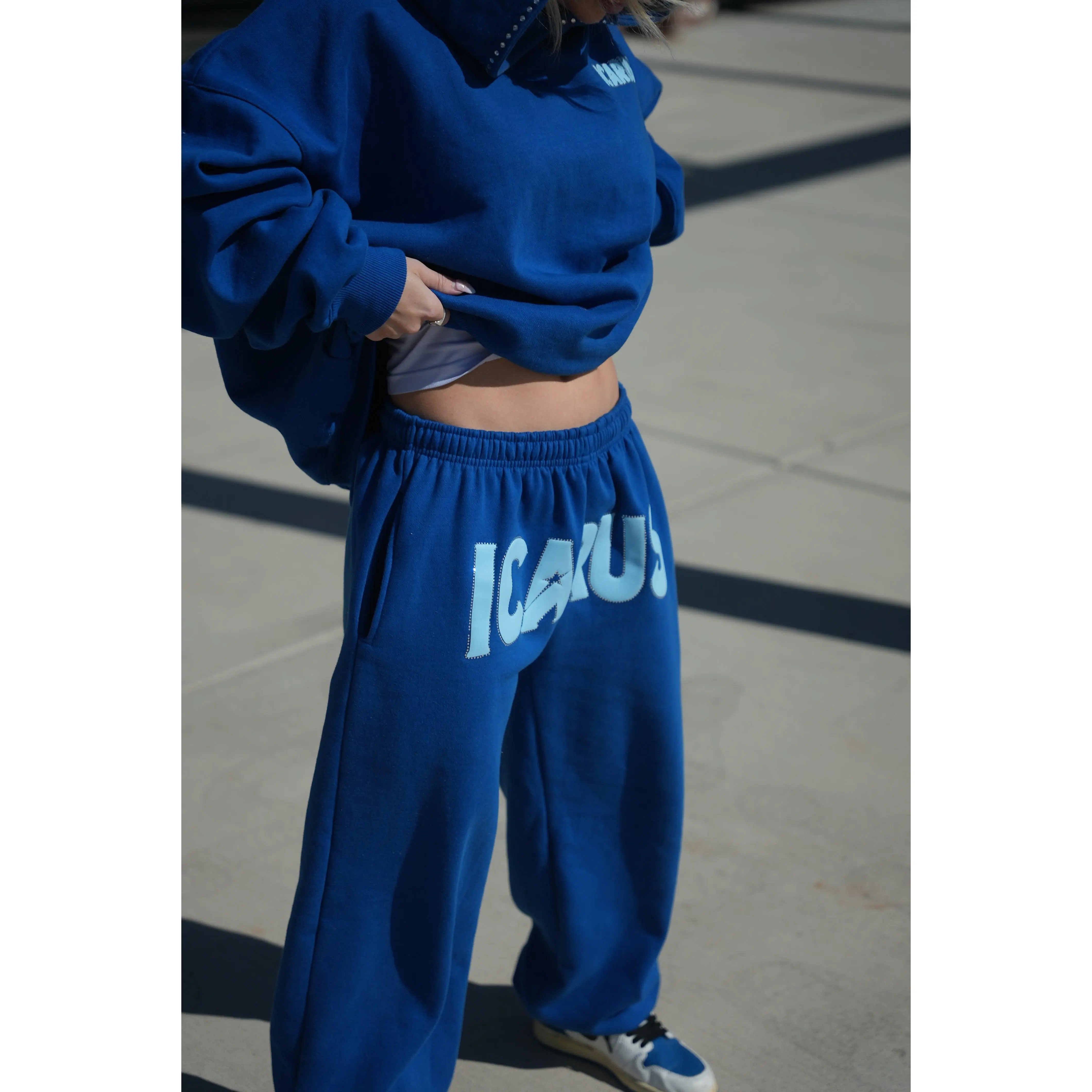 Royal Blue Rhinestone Sweatpants