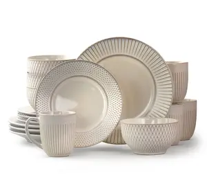 Elama Market Finds 16-Piece Stoneware Dinnerware Set in White