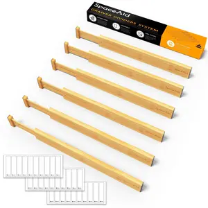 SpaceAid Bamboo Drawer Organizer for Tool Box Drawer Dividers with 6 Dividers SpaceAid Bamboo Drawer Organizer for Tool Box Drawer Dividers with 6 Dividers