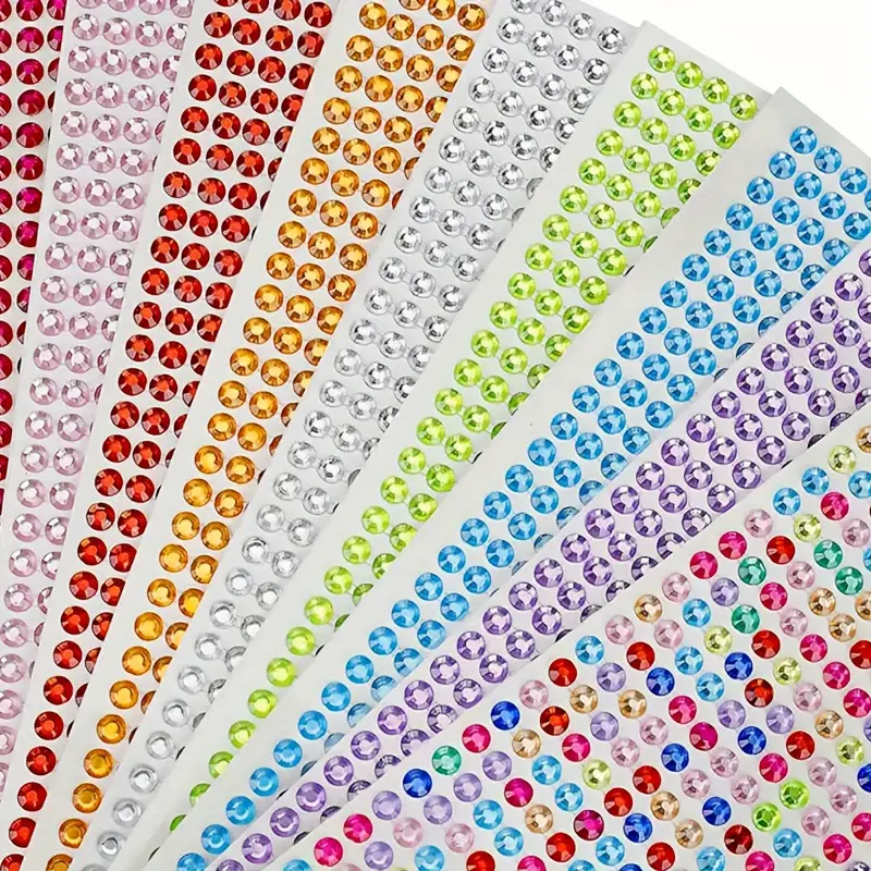 640pcs/pack 5mm Rhinestone Stickers, Gemstone Stickers, Self-adhesive Jewelry Stickers, Crafts Sparkling Rhinestone Stickers, Eye Makeup Decoration, Eyes, Nails, Acrylic Rhinestone Stickers In Various Styles, Glitter Sticker, Decal Sticker
