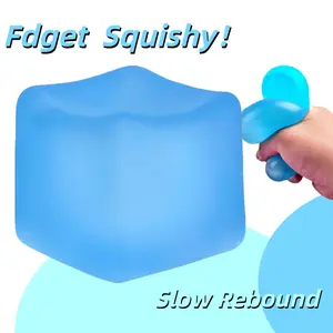 Square Stress Cube – Ice Cube Squishy Toy for Adults | Fidget Cube, Non-Toxic Sensory Squishy Ball, Stress Relief & Anxiety Toy