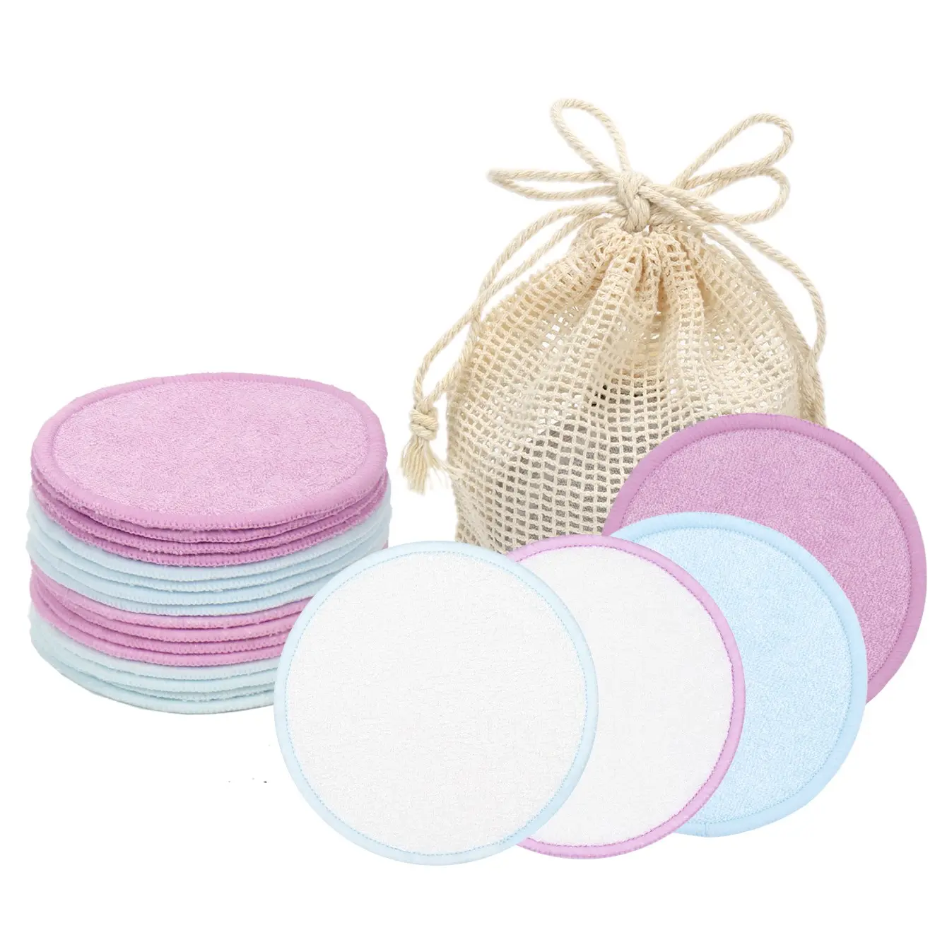 Reusable Makeup Remover Pads + Storage Cloth Bag, Makeup Remover Tool, Facial, Facial Cleansing Cloths, Suitable for All Skin Types, Gentle, Face Washing, Cleansing, Removing Makeup