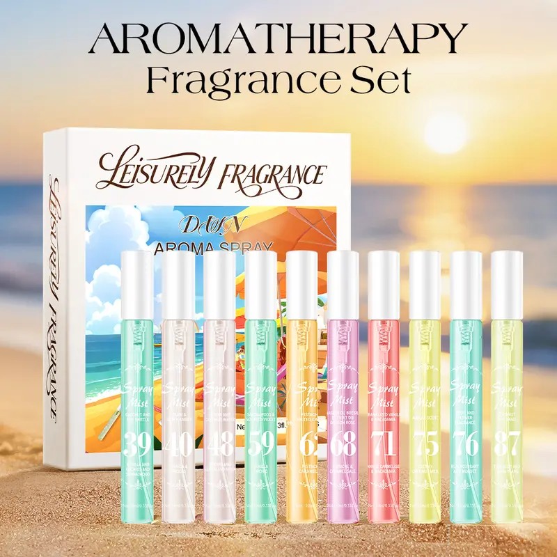 Women's 10-Piece Summer Brazilian Romantic Alcohol-Free Scented Fragrance Set - Vanilla, Caramel, Amber, Fruit, Coconut Fragrances, Elegant Gift Box for Adults, Ideal Holiday Gift Set