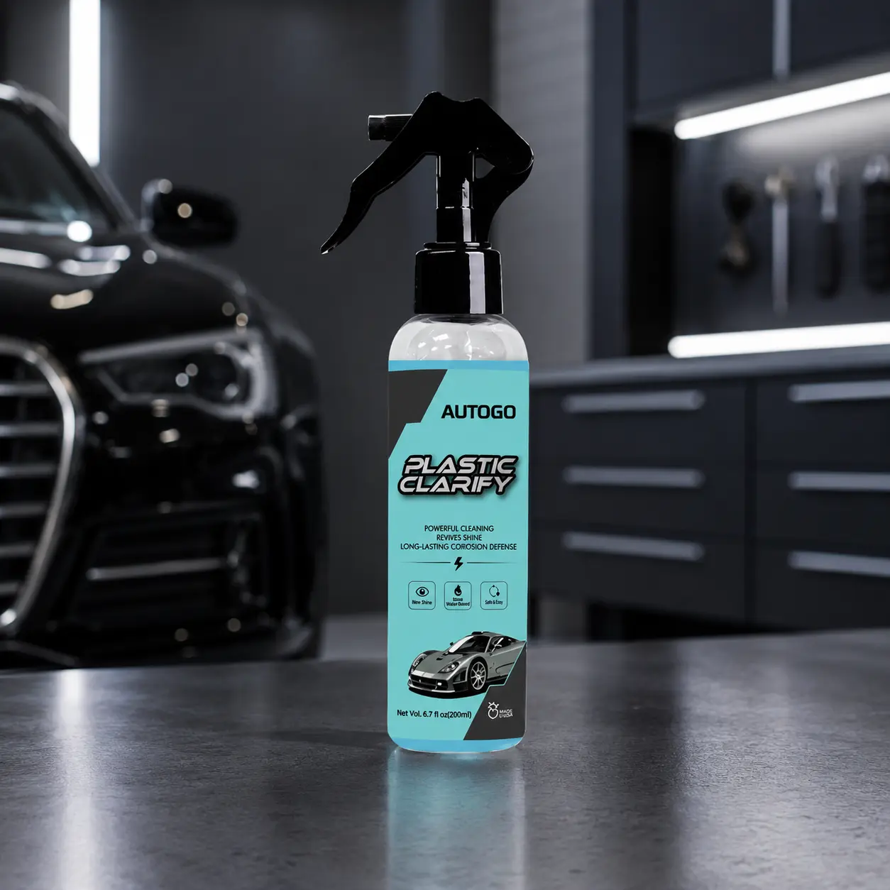 Automotive Plastic Renewal Kit - 200ml Car Plastic Cleaner Restorer with Applicator, Water Repellent UV Protectant for Faded Dull Trim, Bumpers, Dashboards