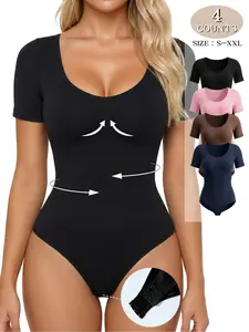 Women's Waist Control Jumpsuit Set, Bodysuit, Round Neck, Seamless Comfort, Soft Elastic Fabric, Perfect for Daily Wear, All Seasons