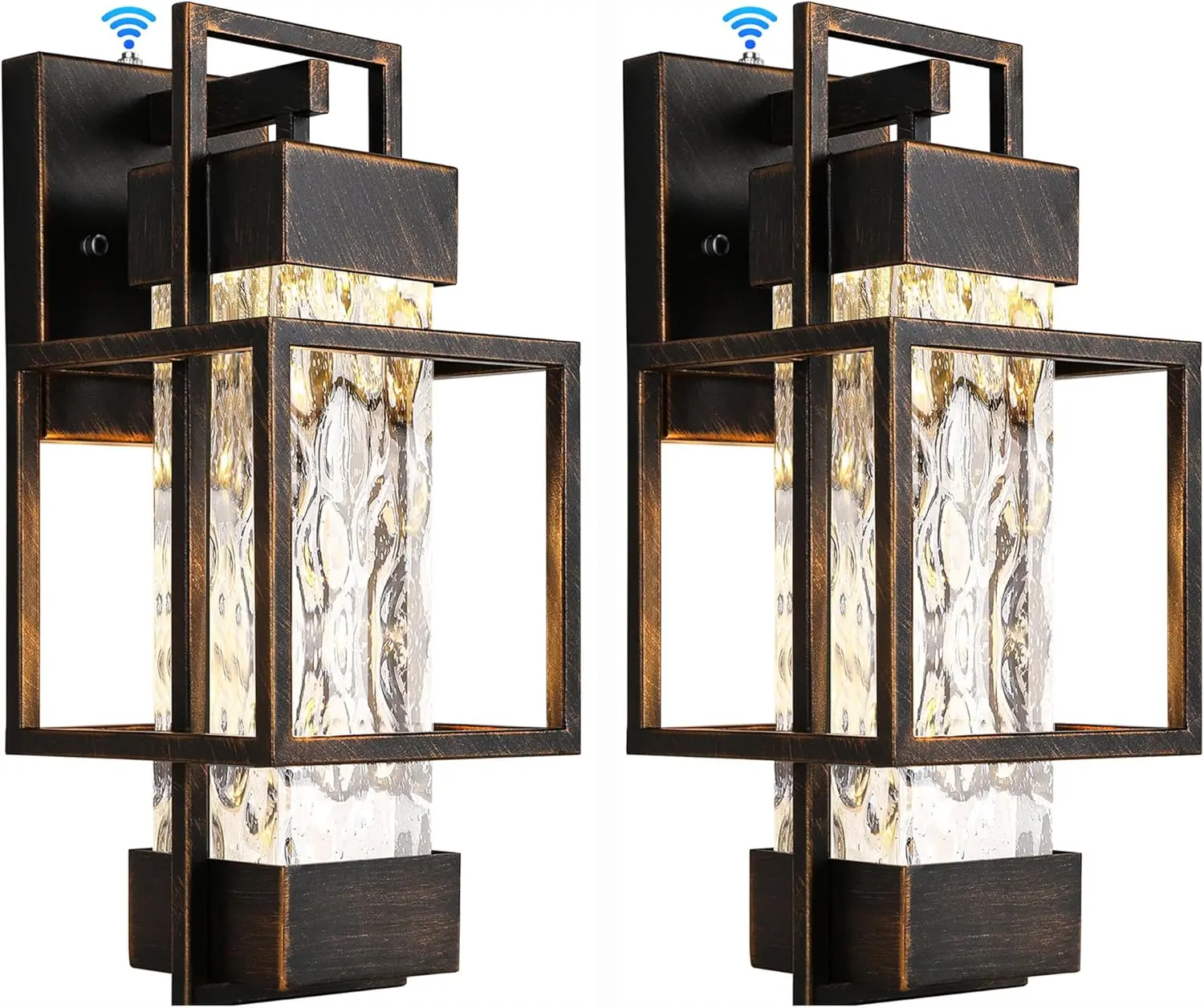 Modern Outdoor Light Fixtures Dusk to Dawn Outdoor Lighting， 15" Exterior Wall Sconce Waterproof Outside Porch Light for House with Water Glass