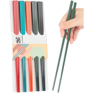 5 Pairs Dishwasher Safe Fiberglass Chopsticks Set, 9.5 Inch   Chinese Chopsticks, Non-Slip, Easy to Use (Colorful)
