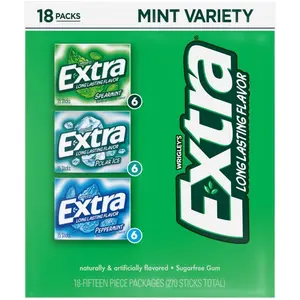 EXTRA Mint Sugar Free Chewing Gum Variety Pack - 18 Pack of Snack Chewing Gum with Long Lasting Flavor Options - Bubblegum Spearmint & Polar Ice