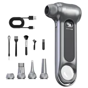 Compressed Air Duster, Stepless Airflow Control, 150000 RPM Electric AirDuster, Portable 4000mAh Rechargeable Cordless AirBlower, Built-in LED Light & 10X Magnifier Usb