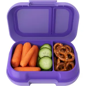 Bentgo Kids Snack - 2 Compartment Leak-Proof Bento Box Container for Snacks and Small Meals, Easy-Open Latch, Dishwasher Safe, BPA-Free for School, Daycare, & Sports - Ideal for Ages 3+ (Purple)