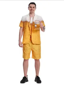 Oktoberfest Beer Cosplay Costume For Men Women Bavarian Fancy Outfits Yellow Beer Suit 3d Printed Clothes Carnival Party Set