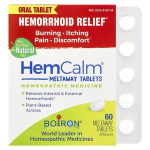 Boiron HemCalm®, Unflavored, 60 Meltaway Tablets