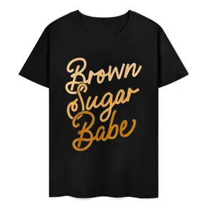 Brown Sugar Babe" Retro Cursive Graphic T-Shirt | Casual Cotton Crew Neck Tee for Women