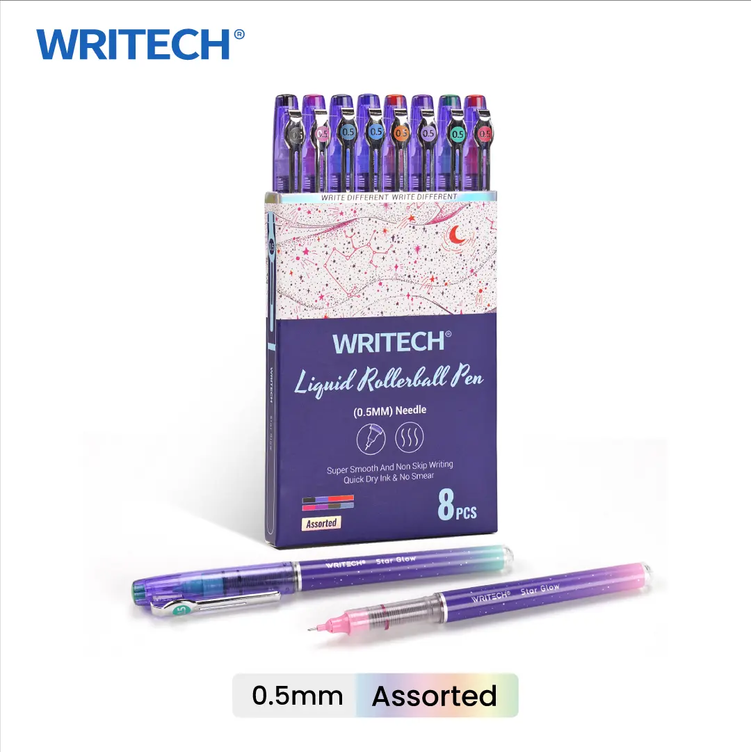 WRITECH Liquid Ink Rollerball Pens 8ct Assorted Colors 0.5mm Tip for Smooth Writing, Coloring, Drawing, and Journaling WRITECH Liquid Ink Rollerball Pens 8ct Assorted Colors 0.5mm Tip for Smooth Writing, Coloring, Drawing, and Journaling