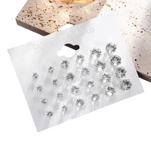 New 12 Pair/Pack White Shiny Wedding Stud Earrings Set For Women Men imitation Crystal Jewelry Accessories  Jewelry Earrings