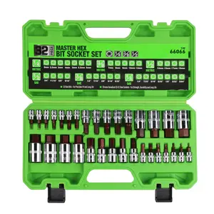 SWANLAKE 32 Piece holder Hex Bit Socket Set,SAE and Metric, 1/4'', 3/8', 1/2'' Drive Socket Set, S2 & Cr-V Steel magnetic bit magnetic screwdriver professional hand hex driver hand tool christmas gift Mechanical Tool car repair men gift diy screwdriver