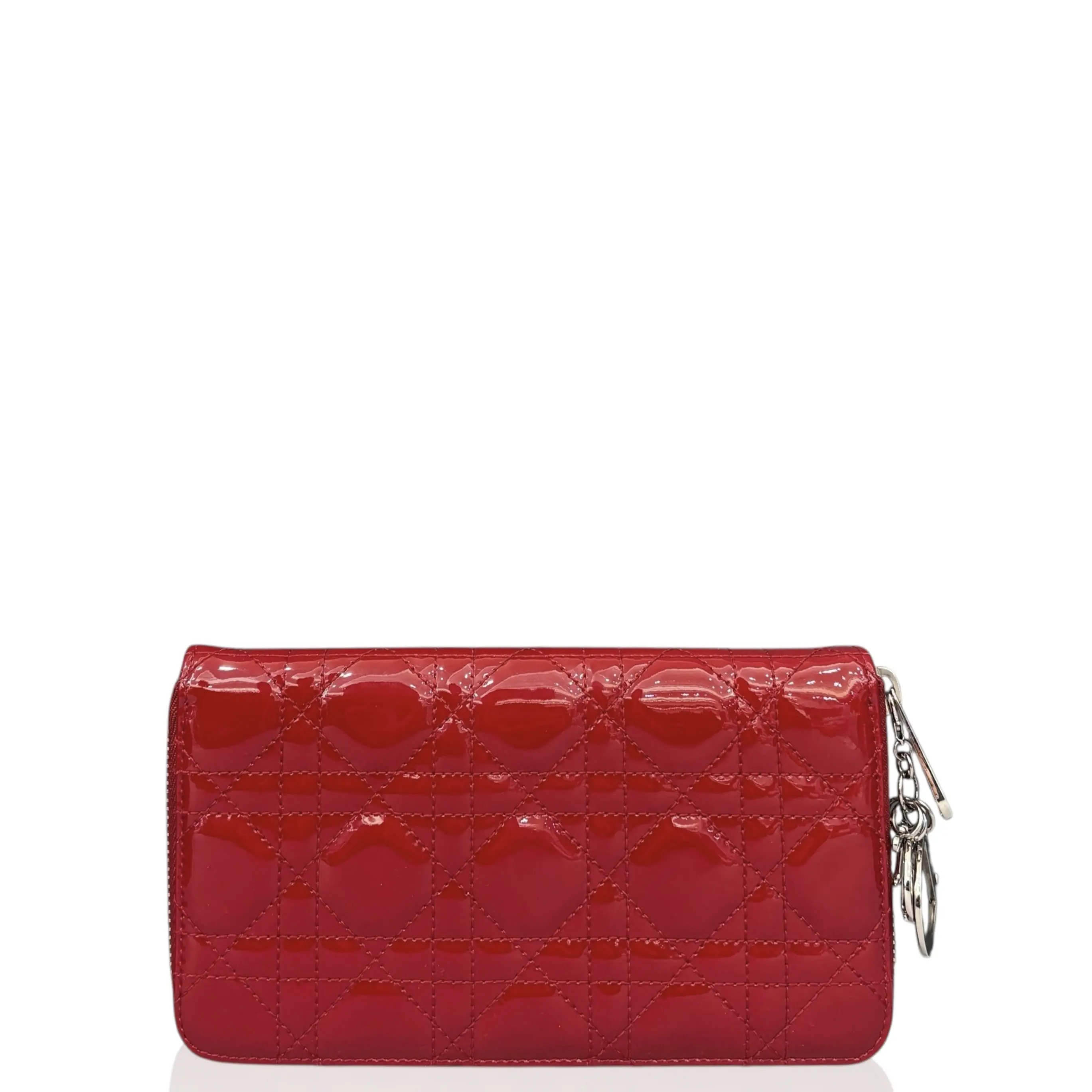Pre-owned Dior Leather small leather goods Continental Wallet Patent Calfskin Red (yg030926c3)