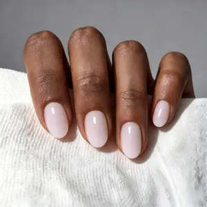 BTArtbox Press On Nails Almond - Milky White, 4-Week Wear Nude Pink Short Press On Nails with Glue and Adhesive Tabs, Medium Almond Sparkle Cat Eye Square Toenails, Easy-to-Apply in 16 Sizes - 32 Nails All-in-One Kit, Deals For You