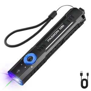 Rechargeable Edc Flashlight with Green Beam UV LED, Portable Pocket Light, Outdoor Emergency, Super Bright Rechargeable Torch