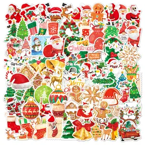 100PCS Christmas Stickers for Kids, Holographic Glitter Christmas Stickers for Xmas Crafts Party Favors, Santa Claus Snowman Sticker Stocking Stuffers for Xmas Decoration Scrapbook