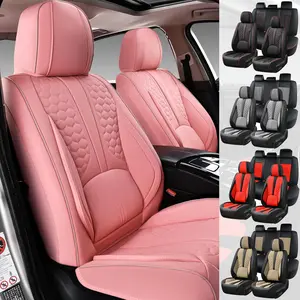 Arespark  Car Seat Covers Compatible with Dodge Ram 2002-2025 1500 2500 3500 Pickup Limited Laramie Big Horn Waterproof Leather Seat Protectors Fit for Dodge Ram Crew Cab& Quad Cab - Pink